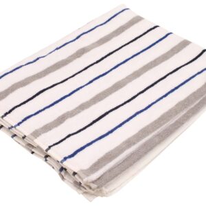 66” Gray Blue White Striped Cotton Bath-Towel in Bulk at Wholesale – Soft & Absorbent – Bathing Essentials