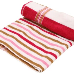 66” Pink Multicolored Striped Cotton Bath-Towel in Bulk at Wholesale – Soft & Absorbent – Bathing Essentials