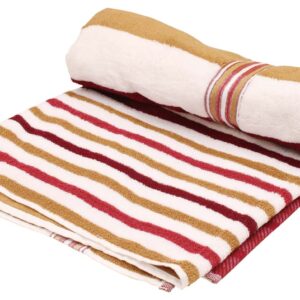 66” Red White Brown Striped Cotton Bath-Towel in Bulk at Wholesale – Soft & Absorbent – Bathing Essentials