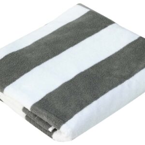 72” Gray White Cabana Stripe Cotton BeachTowel in Bulk at Wholesale – Soft & Absorbent – Bathing Essentials