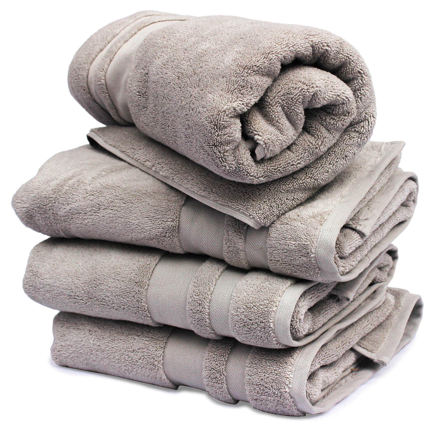 Beige Cotton Bath Towel with Zero Twist Pattern, 56x28 Inches - Soft, Plush, and Absorbent