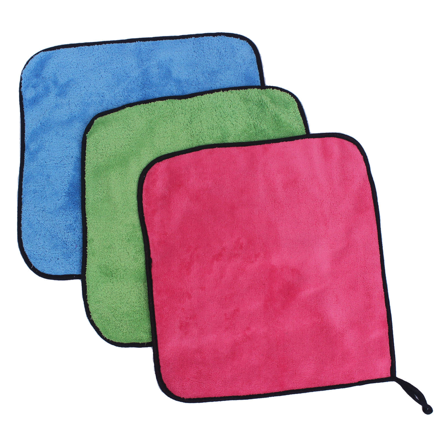 Multipurpose Multicolor Set of 3 Microfiber Cleaning Cloth, 16x16 Inches