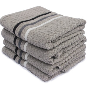 Gray Bath Towel with Color Stripes, Zero Twist Pattern, 56x28 Inches - Soft and Absorbent